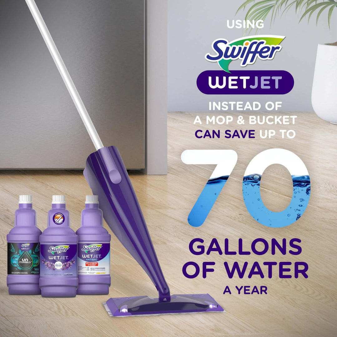 Swiffer WetJet Multi-Purpose Floor Cleaner Solution with Febreze Refill, Hardwood Floor Cleaner, Lavender Scent, 1.25 Liter -42.2 Fl Oz (Pack of 2)