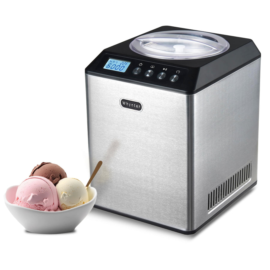 Whynter Ice Cream Maker Machine Automatic 2.1 Qt. upright with Built-in Compressor, LCD Digital Display & Timer, No Pre-Freezing, ICM-201SB, Stainless Steel 