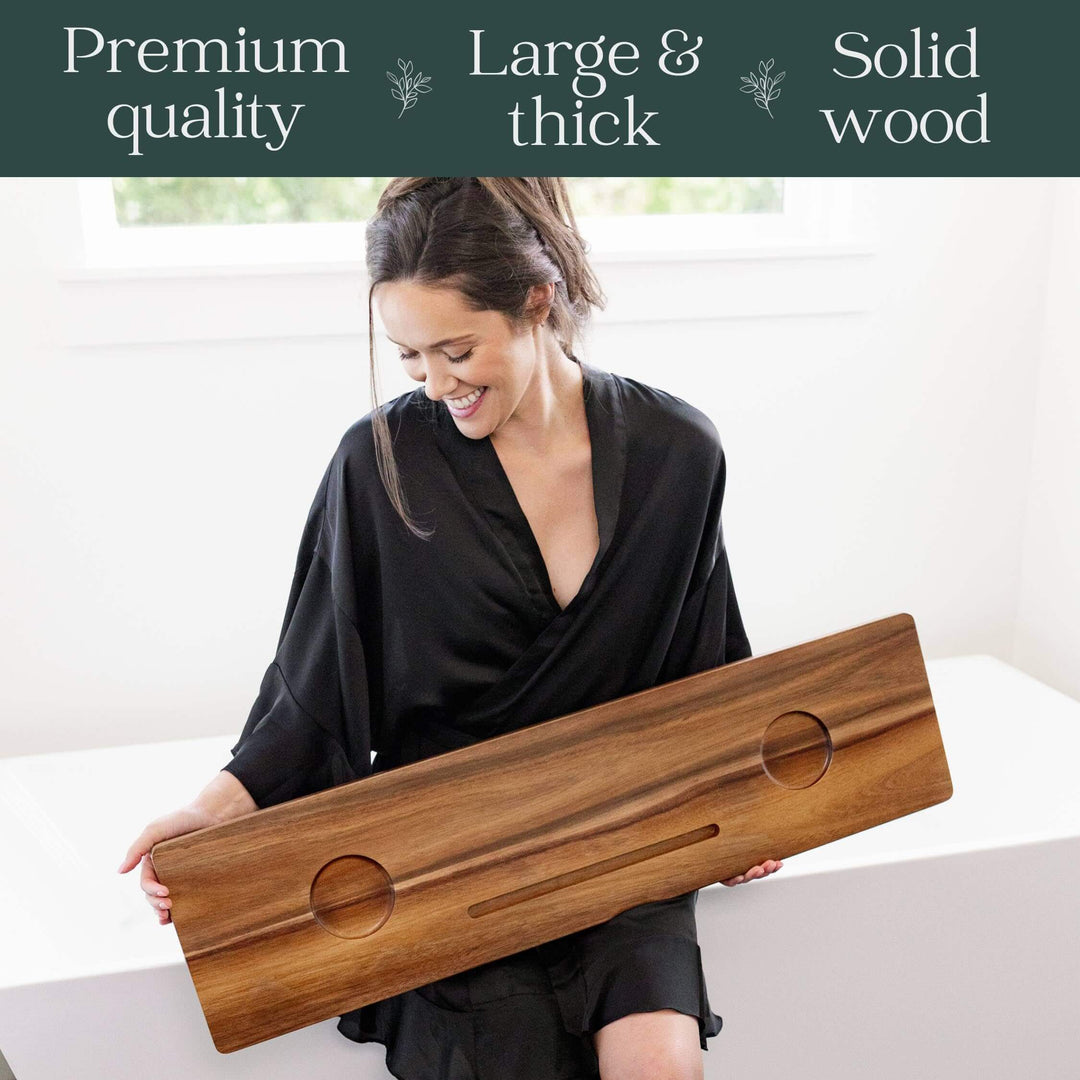 Nature Shed Premium Bathtub Tray | Large & Thick Bath Tub Tray | Solid Acacia Wood Bath Tray for Tub | Non-Toxic, Anti-Tipping, Sustainable, Minimalistic Design | Large Nature Shed