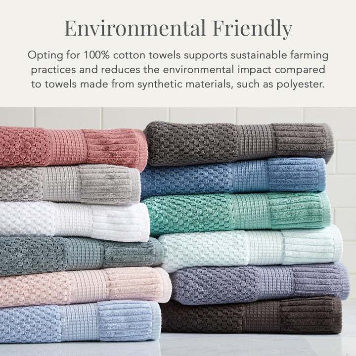 NY Loft 100% Cotton Towel Set 6 Piece Set | Super Soft & Absorbent Quick-Dry 2 Bath Towels 2 Hand Towels & 2 Washcloths |Textured and Durable Cotton | Trinity Collection (6 Piece Set, Bright White) NY Loft