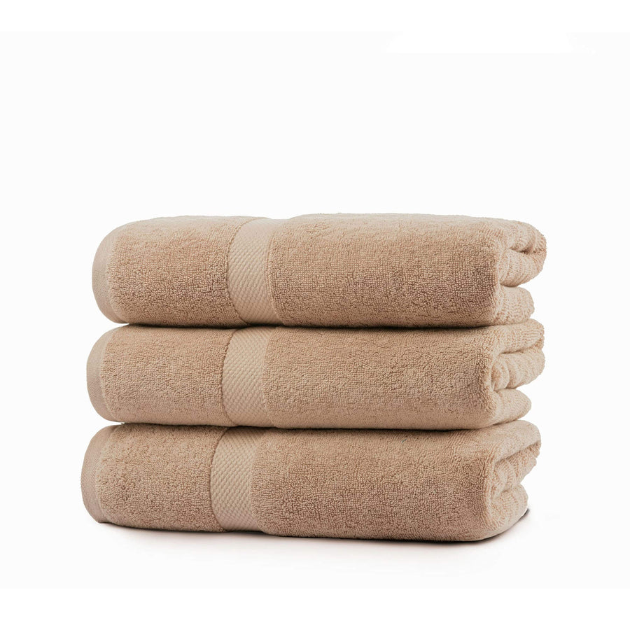 Villa Celestia Luxury Bath Towels, 700 GSM Premium Beige Bath Towels, Quick Dry Beige Towels Bathroom, Soft Bath Towels Body Towels Beige Towel Set for Bathroom 27x54 Inches, Beige Towels Set of 3 