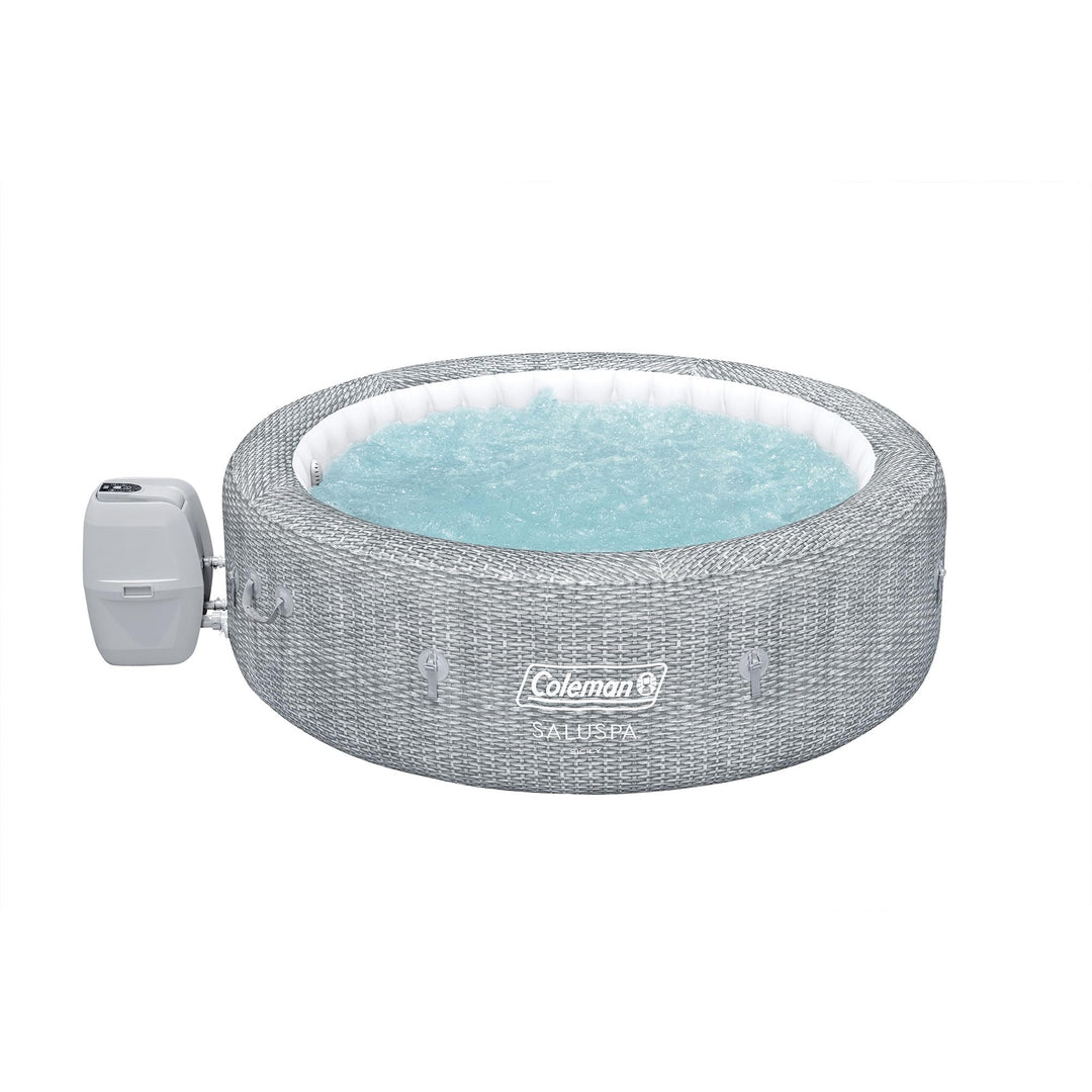 Coleman SaluSpa Sicily AirJet 7 Person Inflatable Hot Tub Round Portable Outdoor Spa with 180 Soothing AirJets and Insulated Cover, Gray Coleman