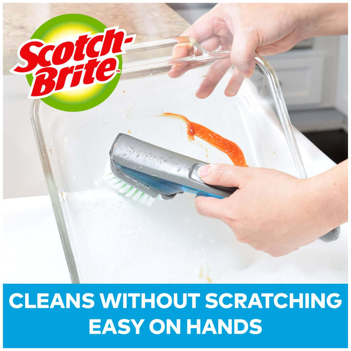 Scotch-Brite Non-Scratch Advanced Soap Control Dish Brush, Dish Scrub Brush, Control Soap With A Button, Long Lasting & Reusable, Dish Scrubber Brush