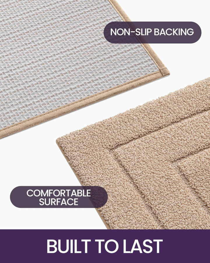 DEXI Bathroom Rug Mat, Extra Soft Absorbent Premium Bath Rug, Non-Slip Comfortable Bath Mat, Carpet for Tub, Shower, Bath Room, Machine Washable, 16"x24", Beige DEXI