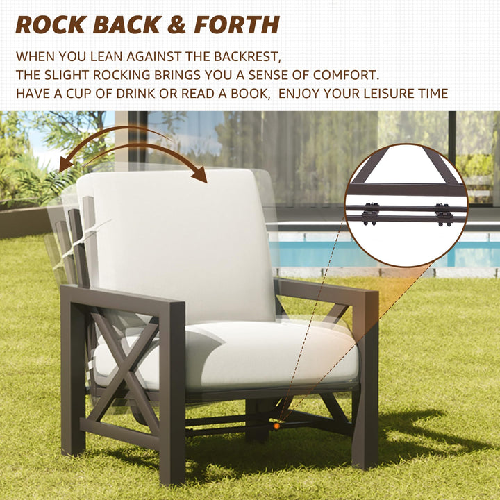 NATURAL EXPRESSIONS Patio Furniture Set - Brown Frame with Beige Cushions