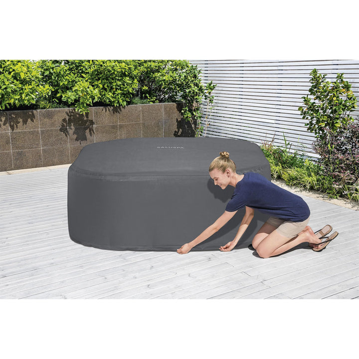 Coleman SaluSpa AirJet 4 to 6 Person Inflatable Hot Tub Square Portable Outdoor Spa with 114 Soothing AirJets and Insulated Cover, Gray Coleman