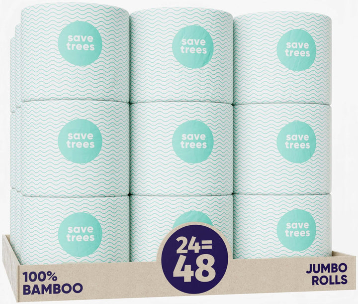 Save Trees Bamboo Toilet Paper -24 Rolls Of Septic Safe Organic Toilet Paper 3-ply, 300 Sheets Per Roll - PFAs Free, FSC Certified, Plastic & Chemical Free - For Home, Boat & RV Use