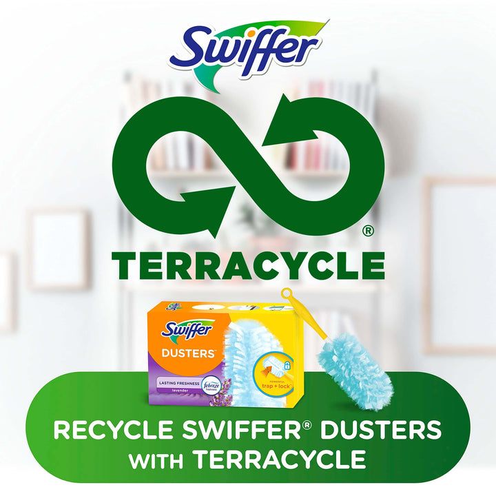 Swiffer Dusters Refill for Cleaning, Feather & Microfiber Duster Disposable Alternative, For Dusting Furniture, Blinds, Ceiling Fans, Walls, Helps Remove Allergens, Lavender, 18ct