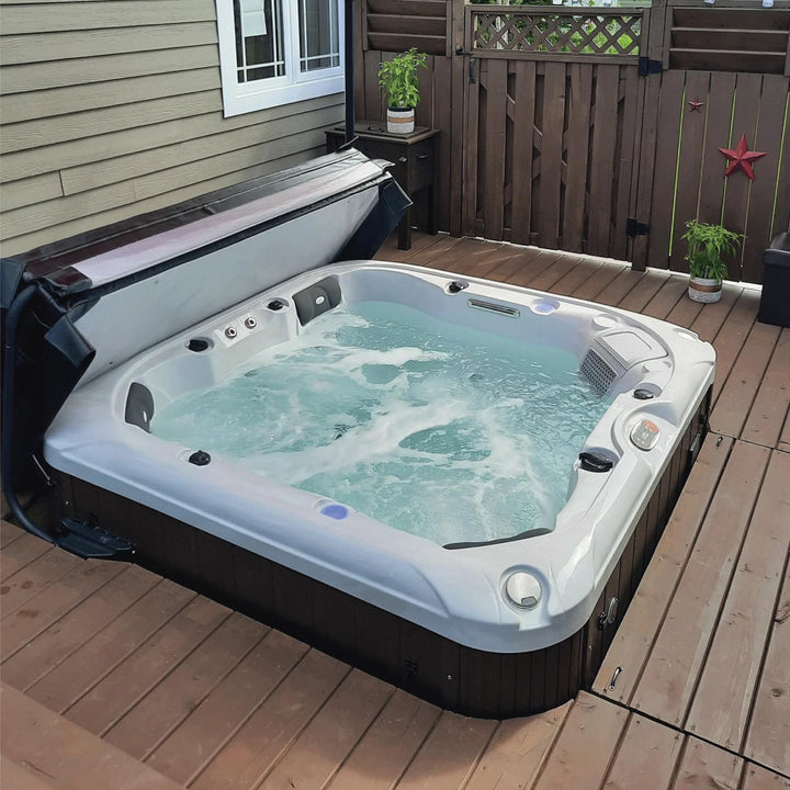 Canadian Spa Company KH-10141 Cambridge 6-Person 34-Jet Luxury Hot Tub 240V with LED Lighting, Built-in Bluetooth, Aromatherapy Canister, and Glacier Filtration Generic