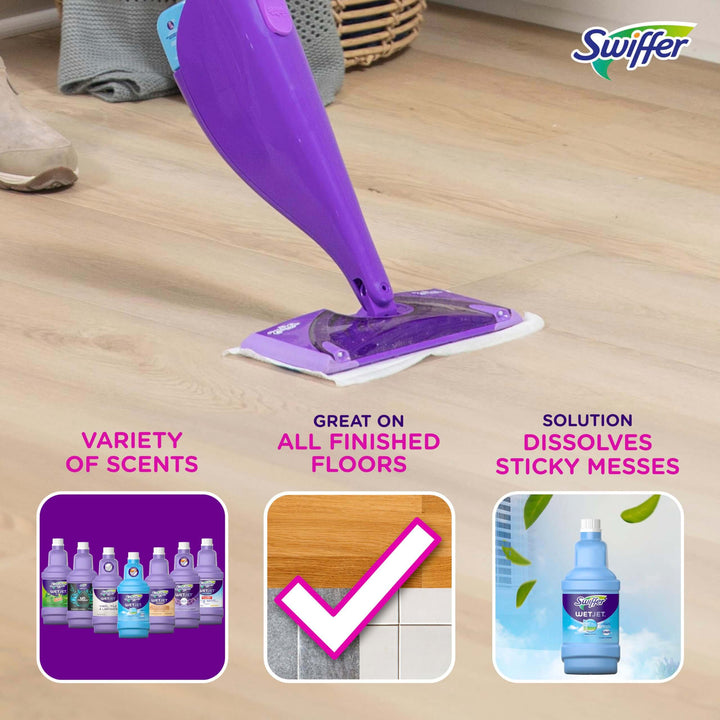 Swiffer WetJet Multi-Purpose Floor Cleaner Solution with Febreze Refill, Hardwood Floor Cleaner, Lavender Scent, 1.25 Liter -42.2 Fl Oz (Pack of 2)