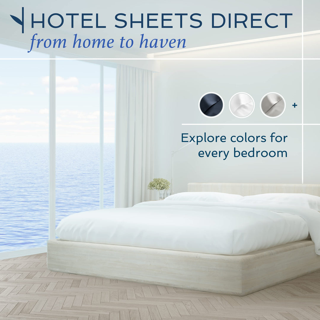 Hotel Sheets Direct 100% Viscose Derived from Bamboo Sheets King Size - Cooling Bed Sheets with 2 Pillowcases - Breathable, Moisture Wicking & Silky Soft Sheets Set- White Hotel Sheets Direct