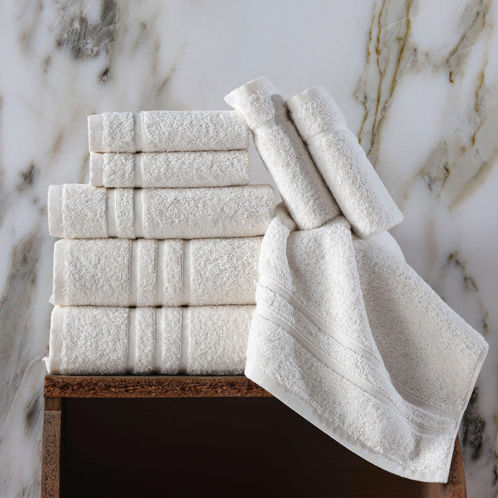 Hawmam Linen Cream 6 Piece Bath Towels Set for Bathroom Original Turkish Cotton Soft, Absorbent and Premium 2 Bath Towels, 2 Hand Towels, 2 Washcloths (Sea Salt) Hawmam Linen