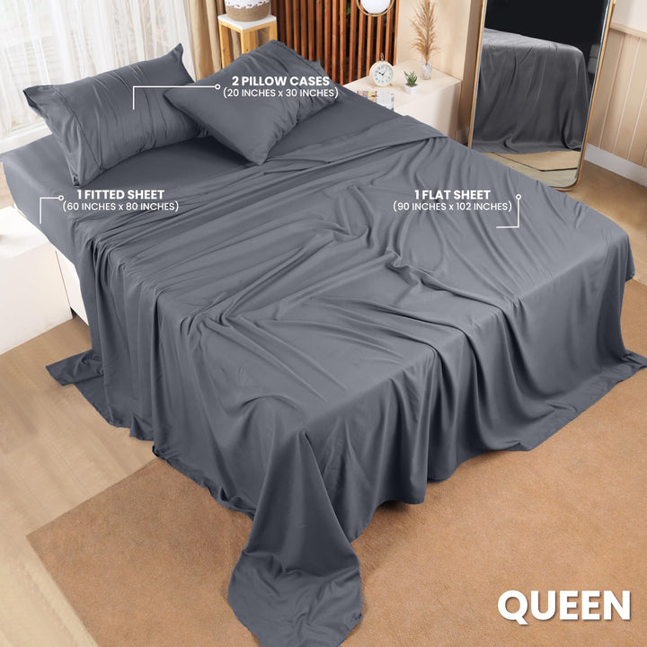 Utopia Bedding Queen Bed Sheets Set - 4 Piece Bedding - Brushed Microfiber - Shrinkage and Fade Resistant - Easy Care (Queen, Grey) Utopia Bedding