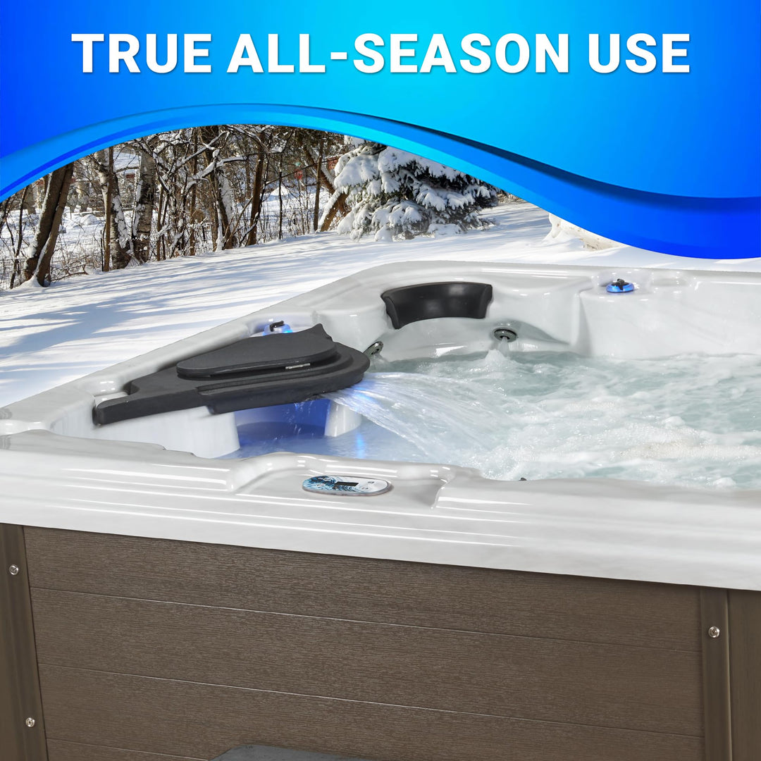 Essential Hot Tubs - Select Series 60-Jet 6-Person 2023 Lounger with Adjustable Massage Features, 240V, Grey Sterling Silver Essential Hot Tubs