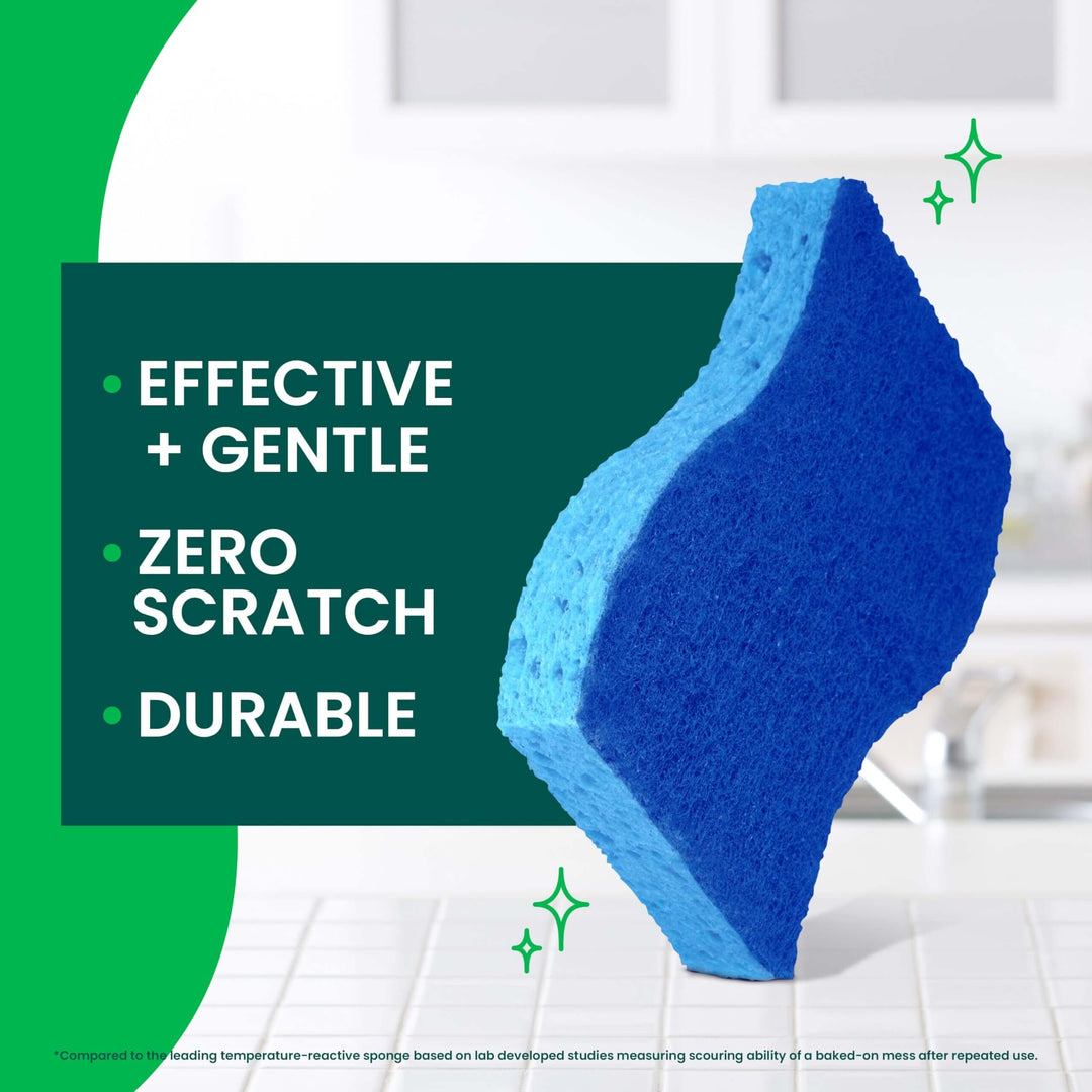 Scotch-Brite Zero Scratch Scrub Sponges, 6 Kitchen Sponges for Washing Dishes and Cleaning the Kitchen and Bath, Non-Scratch Sponge Safe for Non-Stick Cookware