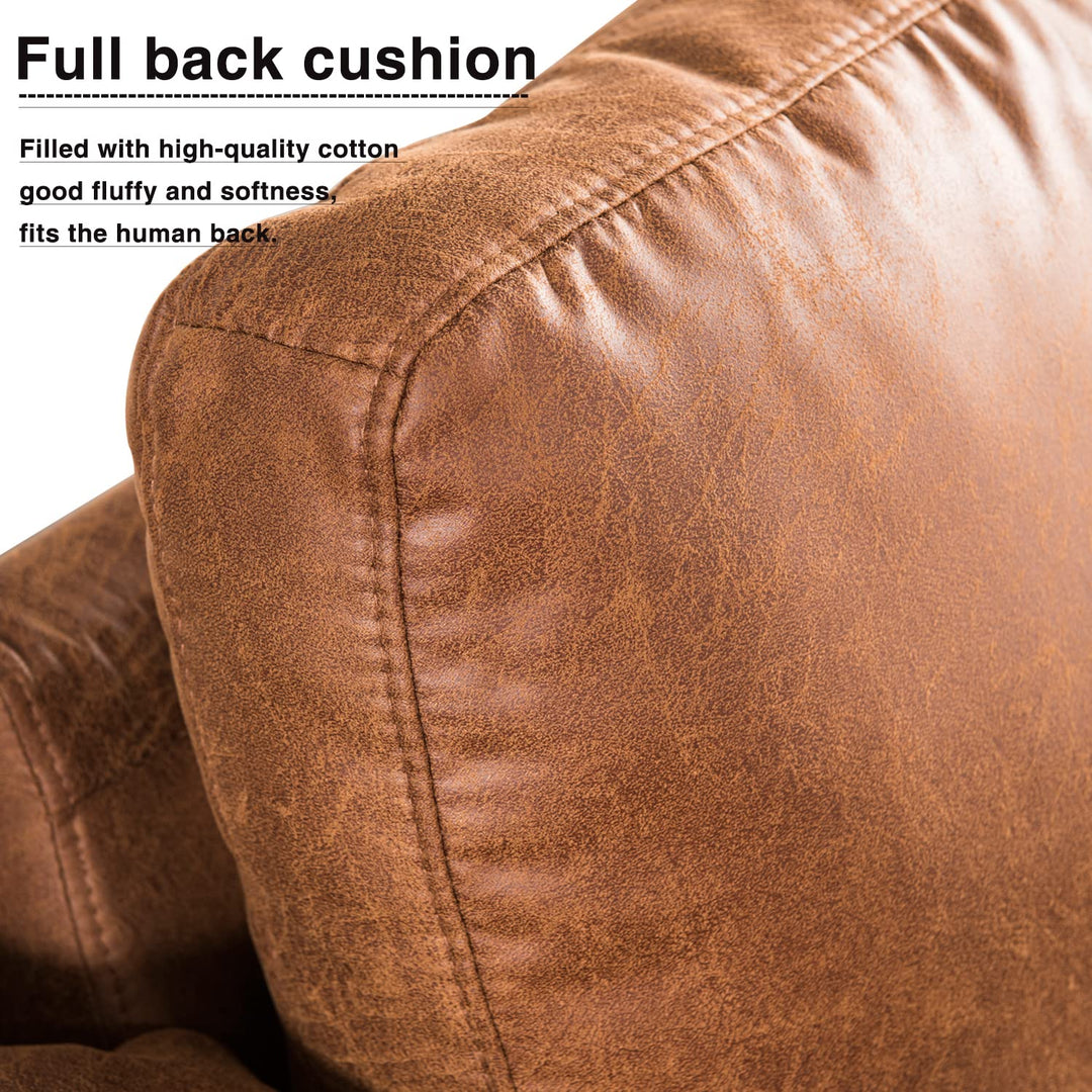 HOOOWOOO Faux Suede Leather L Shaped Couch,100" Sectional Sofa with Reversible Left/Right Facing Chaise,Modern Comfy Deep Seat Couch for Living Room Office Small Space,Cognac Brown 