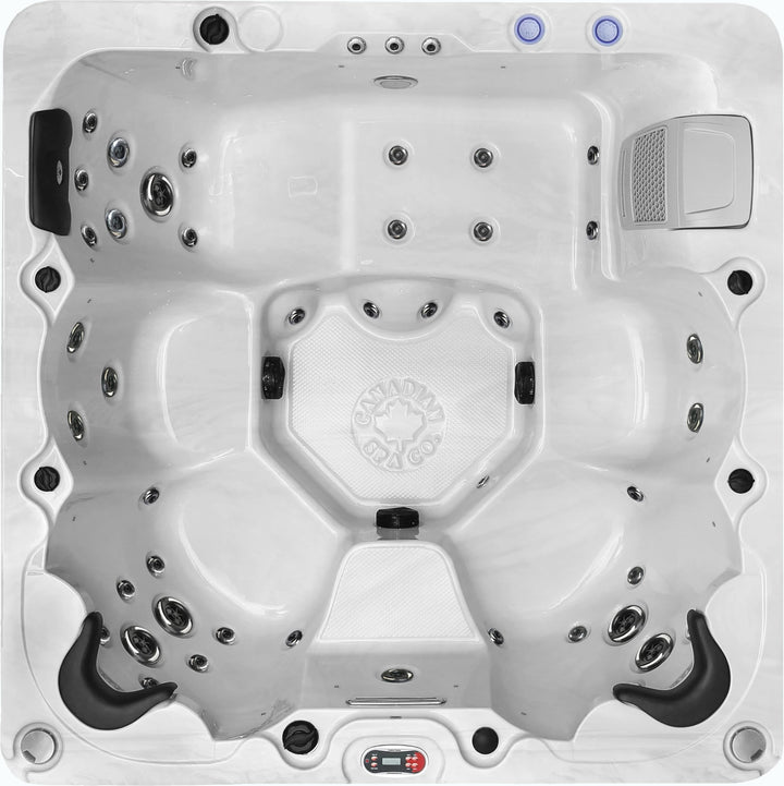 Canadian Spa Company KH-10104 Erie SE GL 6-Person 46-Jet Luxury Hot Tub 240V with LED Lighting, Built-in Bluetooth, Aromatherapy Canister, and Glacier Filtration Generic