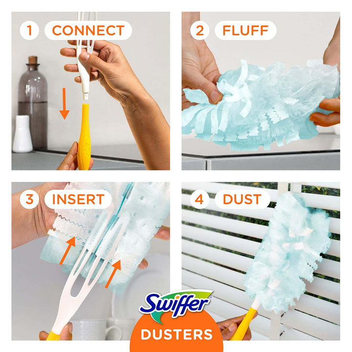 Swiffer Dusters Refill for Cleaning, Feather & Microfiber Duster Disposable Alternative, For Dusting Furniture, Blinds, Ceiling Fans, Walls, Helps Remove Allergens, Lavender, 18ct