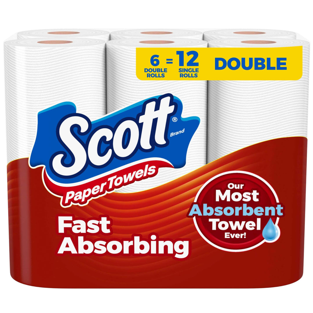 Scott Paper Towels, Choose-A-Sheet, 6 Double Rolls = 12 Regular Rolls (100 Sheets Per Roll)