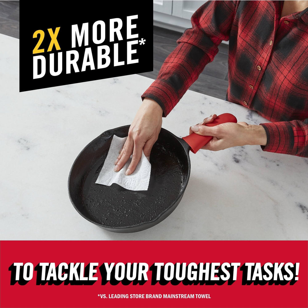 Brawny Tear-A-Square Paper Towels, 12 Double Rolls = 24 Regular Rolls, 3 Sheet Sizes (Quarter, Half, Full), Strength for All Messes, Cleanups, and Meal Prep