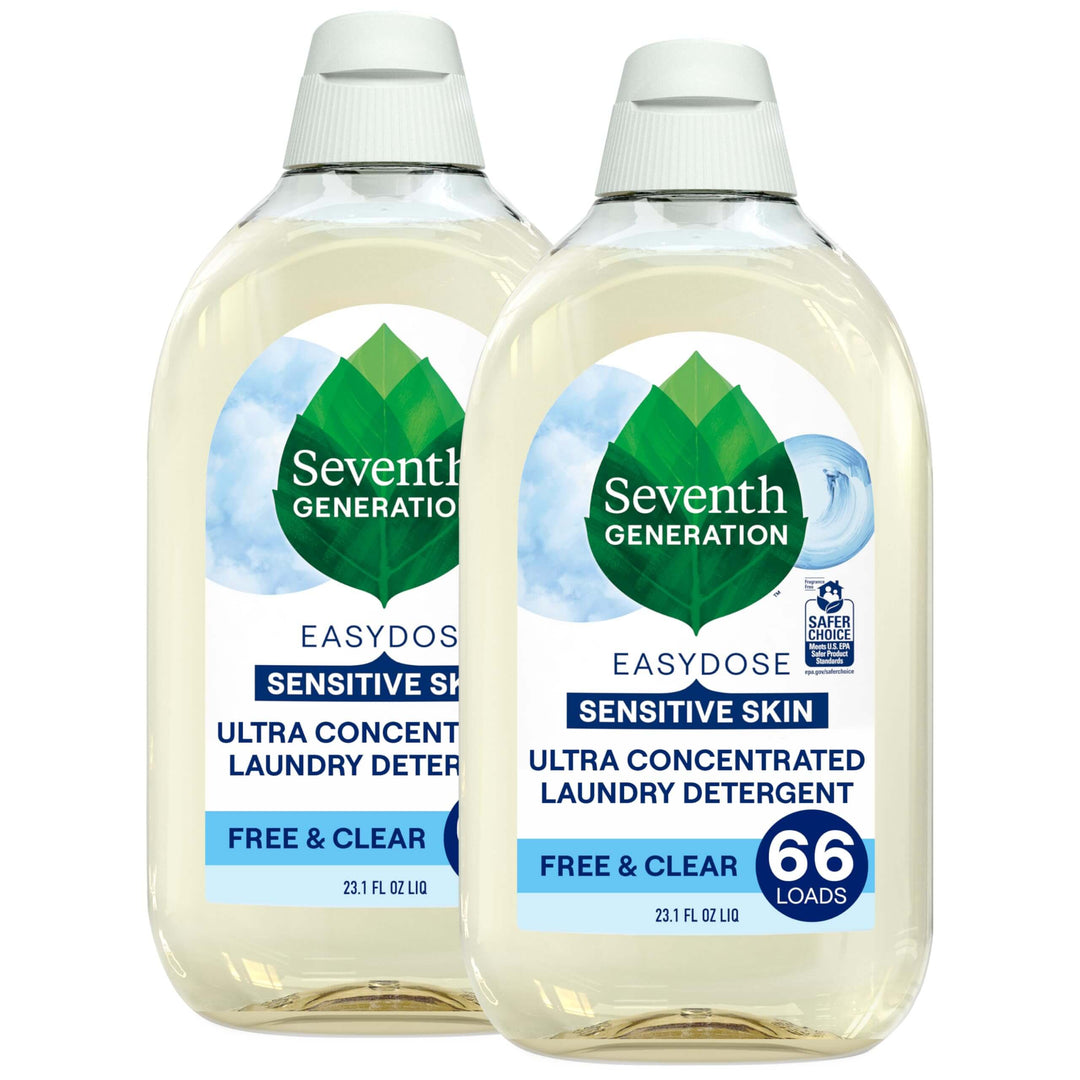 Seventh Generation Laundry Detergent, Ultra Concentrated EasyDose, Free & Clear, 23.1 Fl Oz (Pack of 2) (Packaging May Vary)