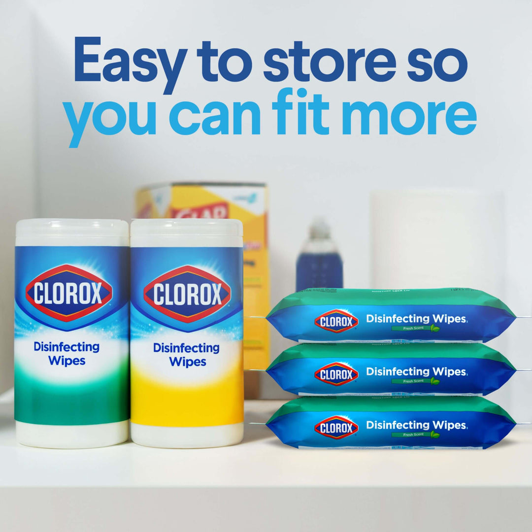 Clorox Disinfecting Wipes, Bleach Free Cleaning Wipes, Household Essentials, Fresh Scent, Moisture Seal Lid, 75 Wipes, Pack of 3 (New Packaging)