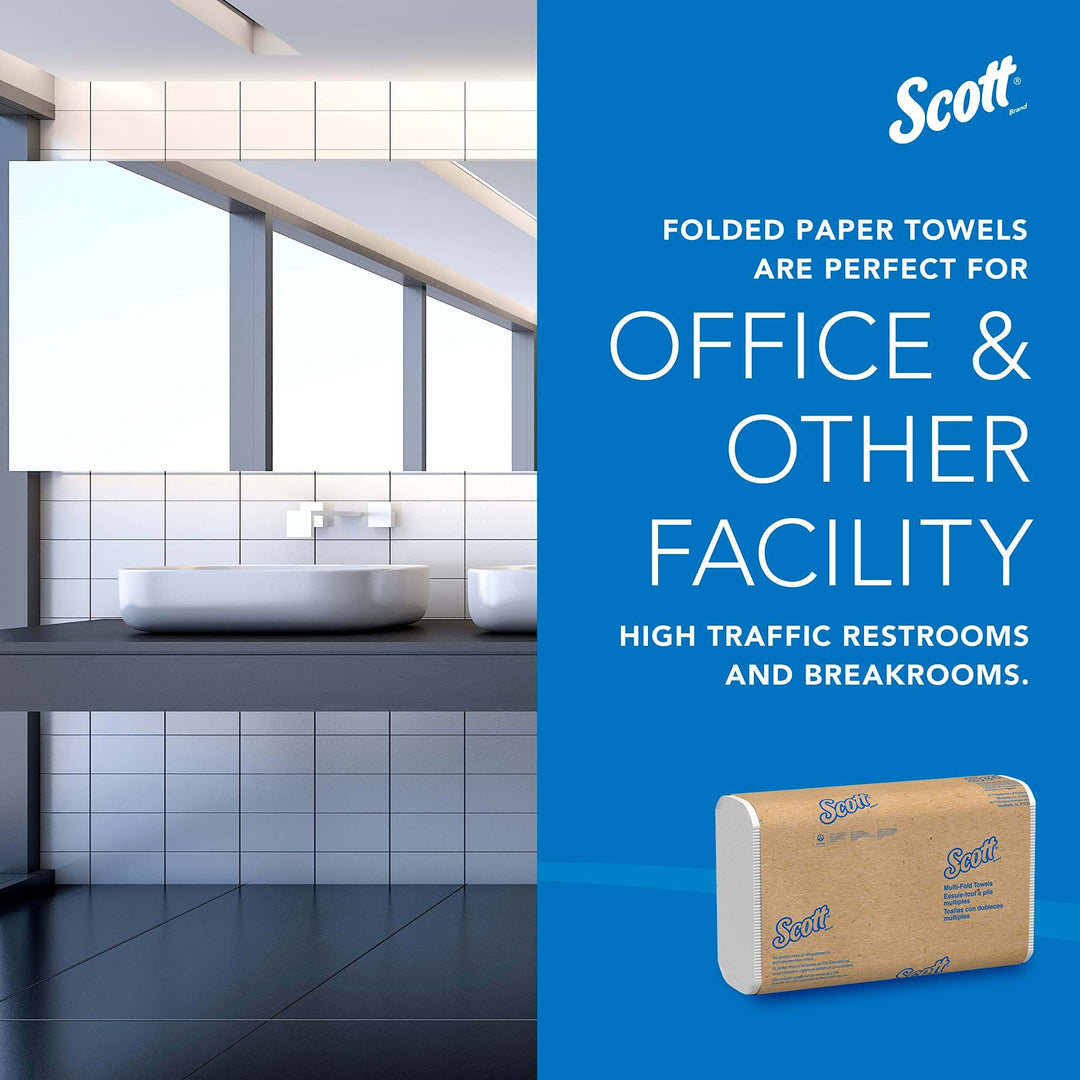 Scott® Professional Multifold Paper Towels, Bulk (01840), with Absorbency Pockets, 9.2" x 9.4" sheets, White, Compact Case for Easy Storage (250 Sheets/Pack, 16 Packs/Case, 4,000 Sheets/Case)