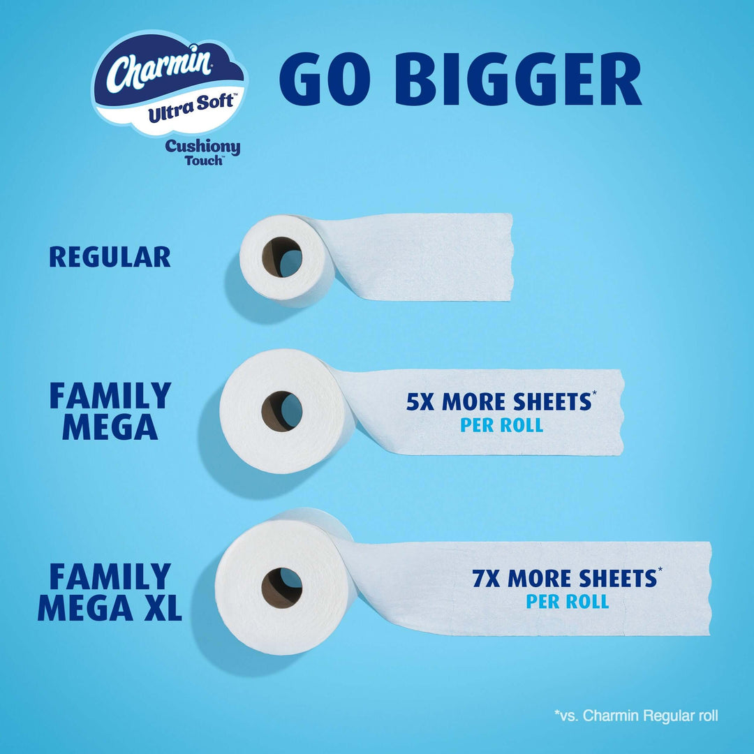 Charmin Ultra Soft Cushiony Touch Toilet Paper, 24 Family Mega Rolls = 123 Regular Rolls