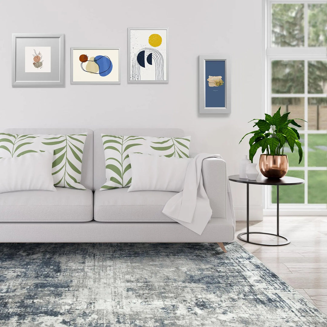 8x10 Area Rugs for Living Room Bedroom Dining Room Washable Blue Grey
