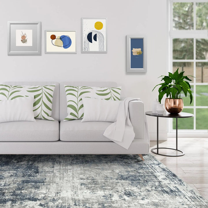8x10 Area Rugs for Living Room Bedroom Dining Room Washable Blue Grey