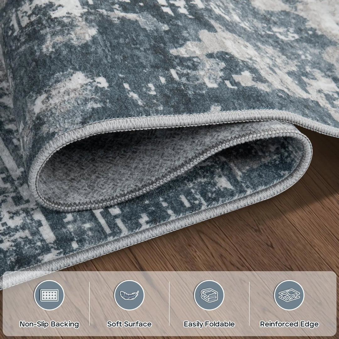 8x10 Area Rugs for Living Room Bedroom Dining Room Washable Blue Grey