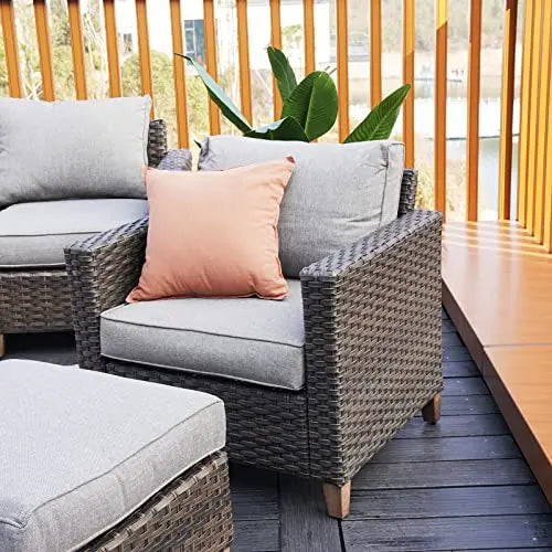 9-Piece Outdoor Patio Sofa Set Conversation Set with Fire Pit Table, PE Rattan Wicker - Brown Grand patio