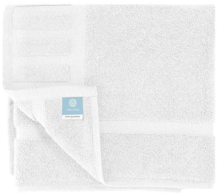 White Classic Luxury Bath Mat Floor Towel Set - Absorbent Cotton Hotel Spa Shower/Bathtub Mats [Not a Bathroom Rug] 22"x34" | 2 Pack | White White Classic