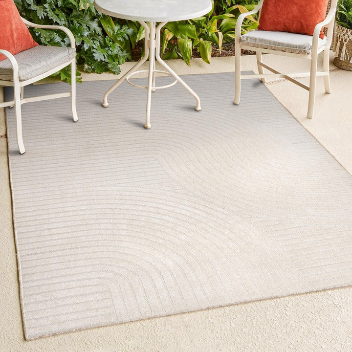 JONATHAN Y SCN100B-8 Skagen High-Low Minimalist Curve Geometric Indoor/Outdoor Area Rug, Modern, Contemporary, Geometric, Bohemian, Bedroom, Kitchen, Living Room, Non Shedding, Ivory/Cream, 8' x 10' 