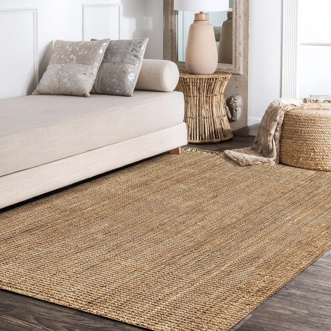 JONATHAN Y NRF103A-8 Pata Hand Woven Chunky Jute with Fringe Indoor Area -Rug Bohemian Farmhouse Easy -Cleaning Bedroom Kitchen Living Room Non Shedding, 8 ft x 10 ft, Natural Color 