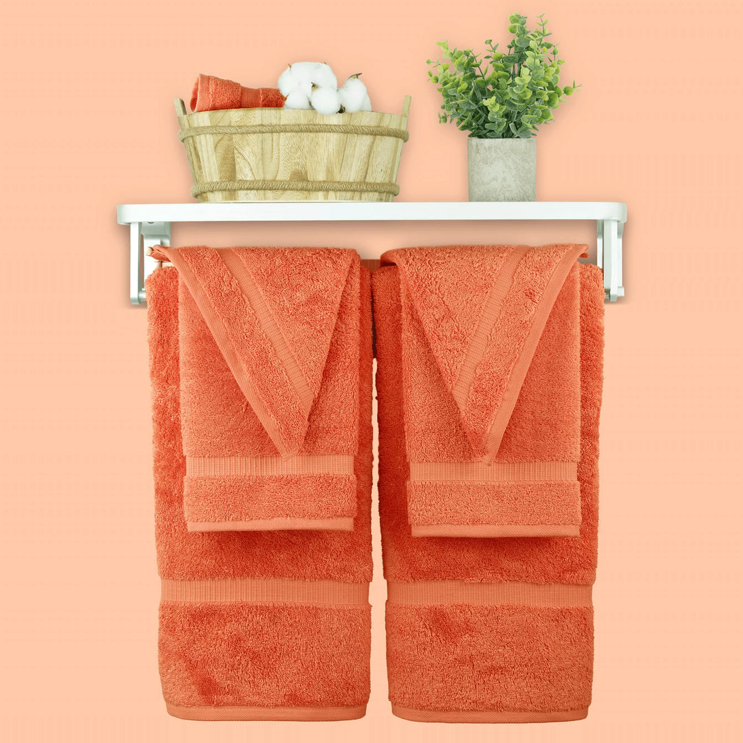 Chakir Turkish Linens 100% Cotton Premium Turkish Towels for Bathroom | 2 Bath Towels - 2 Hand Towels, 2 Washcloths (6-Piece Towel Set, Coral) Chakir Turkish Linens