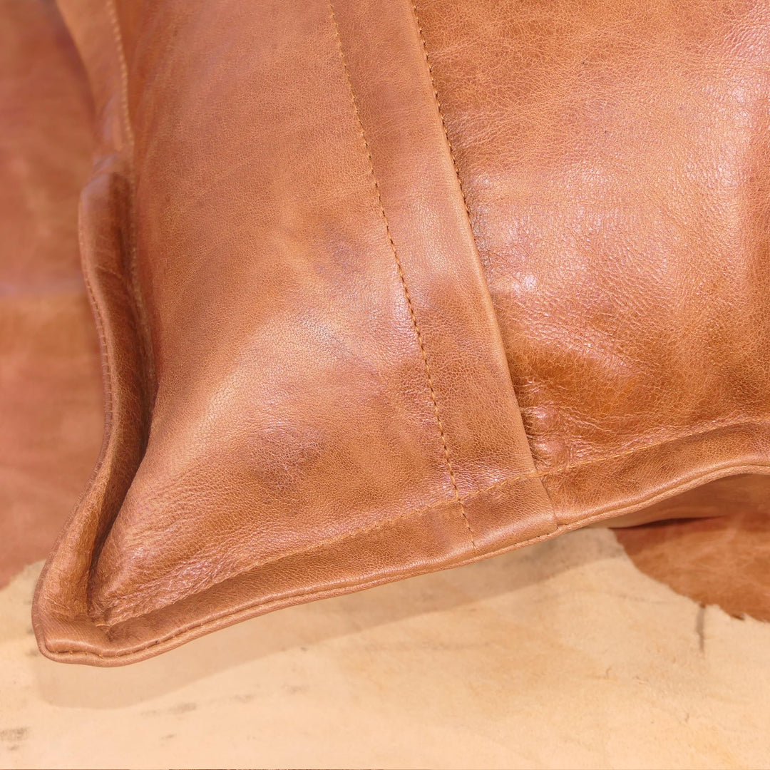 LL LEATHER LOVERS Lambskin Leather Pillow Cover