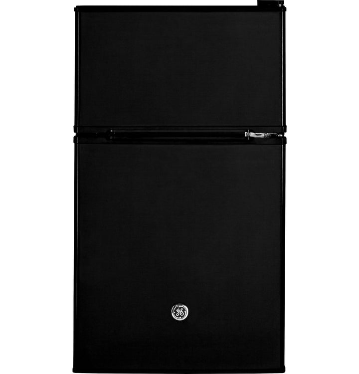 GE Mini Fridge With Freezer | 3.1 Cubic Ft. | Double-Door Design With Glass Shelves, Crisper Drawer & Spacious Freezer | Small Refrigerator Perfect for the Garage, Dorm Room, or Bedroom | Black 