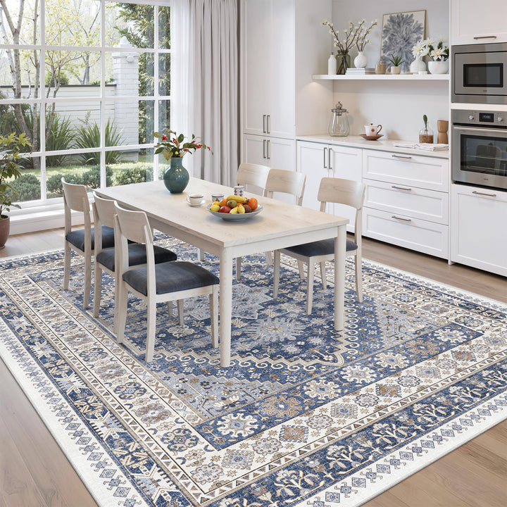 zesthome 8x10 Area Rugs for Living Room,Large Washable Rug,Blue