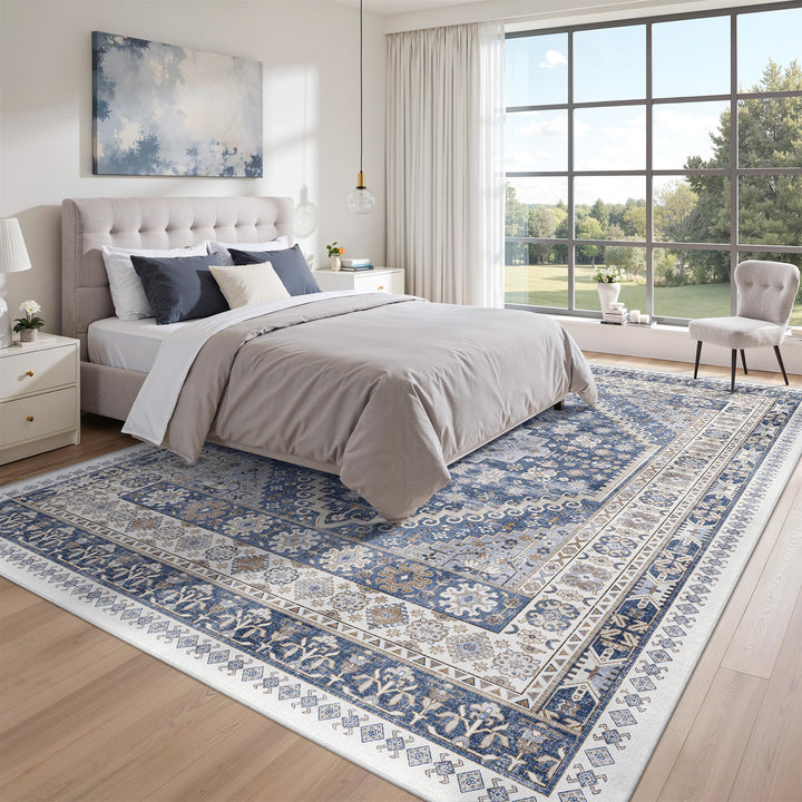 zesthome 8x10 Area Rugs for Living Room,Large Washable Rug,Blue