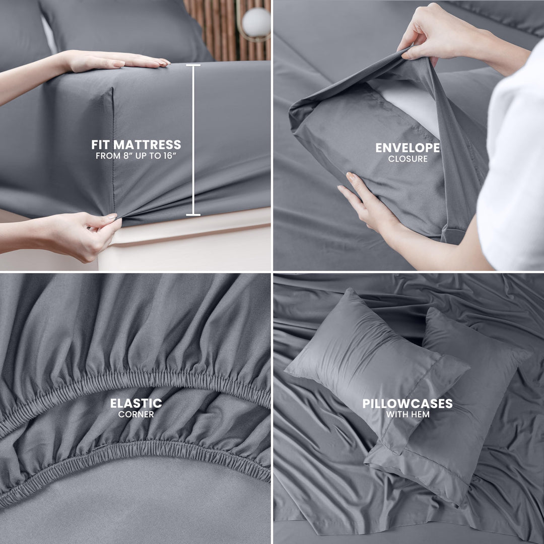 Utopia Bedding Queen Bed Sheets Set - 4 Piece Bedding - Brushed Microfiber - Shrinkage and Fade Resistant - Easy Care (Queen, Grey) Utopia Bedding