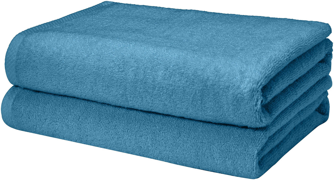 Amazon Basics - 2 Piece Quick-Dry Oversize Bath Towel, 100% Cotton, Lake Blue, 54" x 30" 