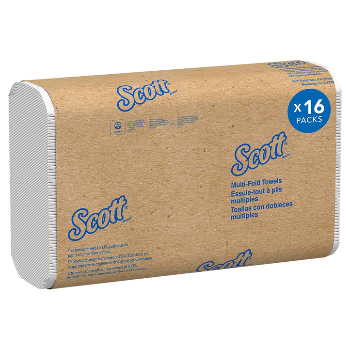 Scott® Professional Multifold Paper Towels, Bulk (01840), with Absorbency Pockets, 9.2" x 9.4" sheets, White, Compact Case for Easy Storage (250 Sheets/Pack, 16 Packs/Case, 4,000 Sheets/Case)