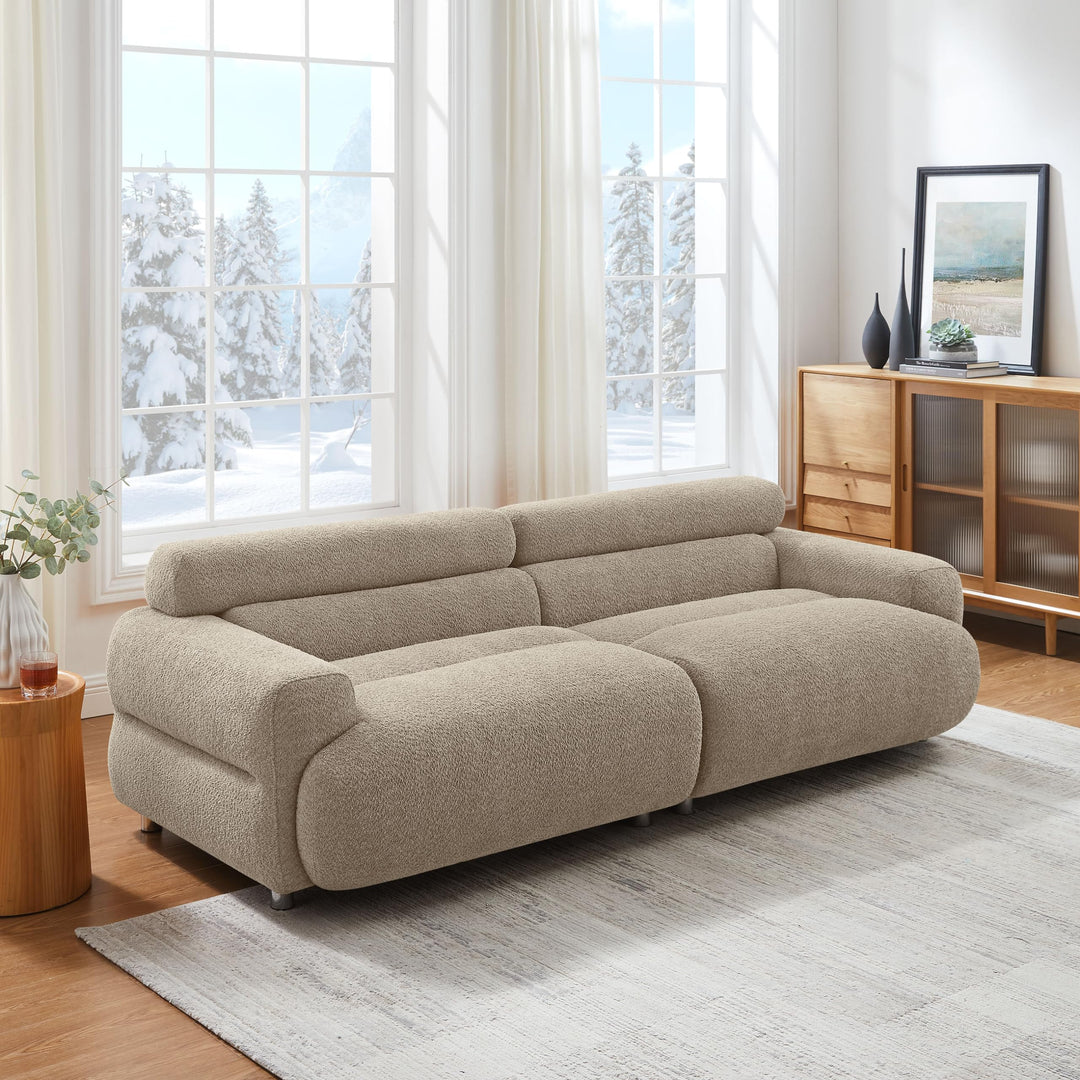 VANOMi 89" Boucle Cloud Loveseat Sofa Couch, Comfy Upholstered Deep Seat Boucle Sofa, Mid Century Modern Couch for Living Room Bedroom Apartment 