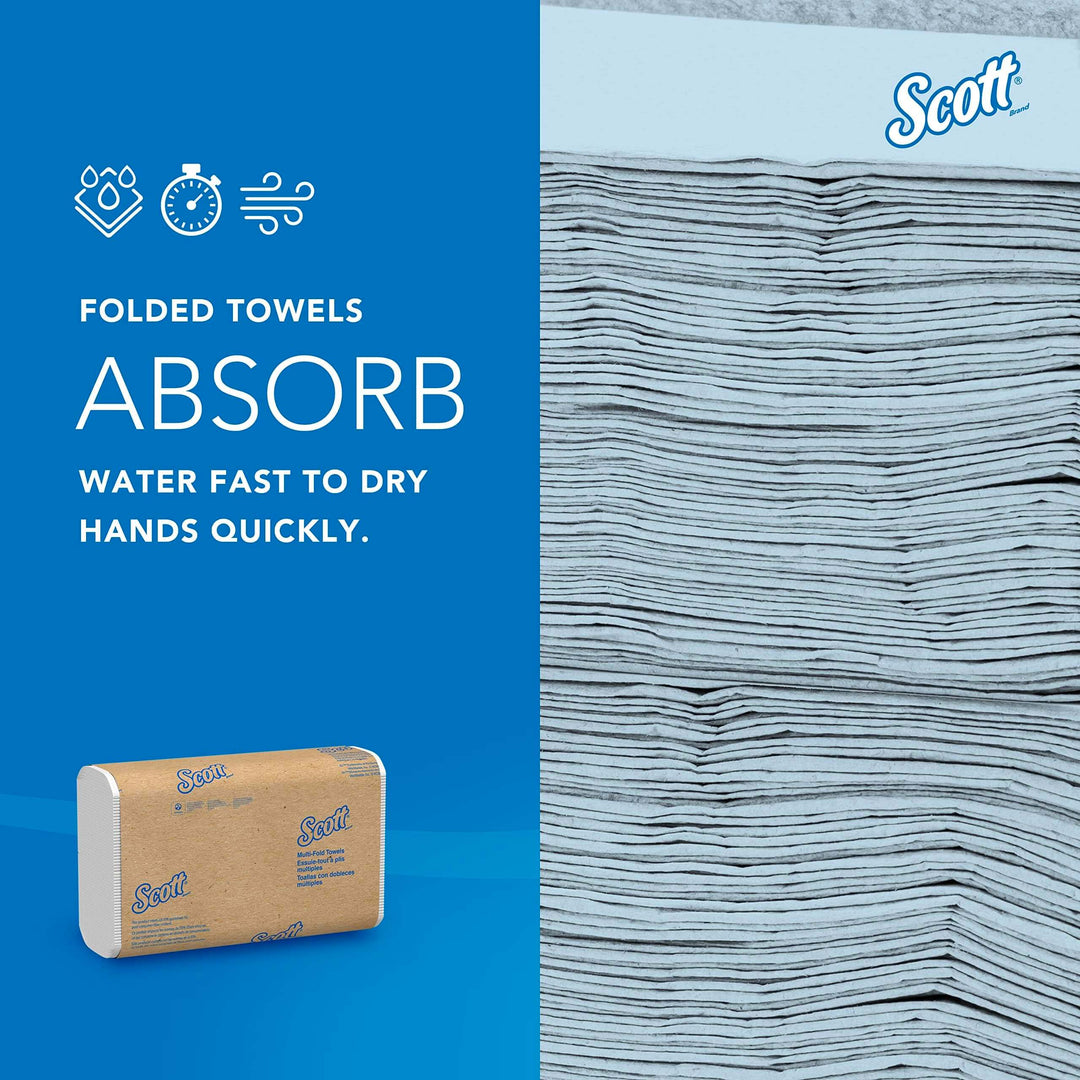 Scott® Professional Multifold Paper Towels, Bulk (01840), with Absorbency Pockets, 9.2" x 9.4" sheets, White, Compact Case for Easy Storage (250 Sheets/Pack, 16 Packs/Case, 4,000 Sheets/Case)