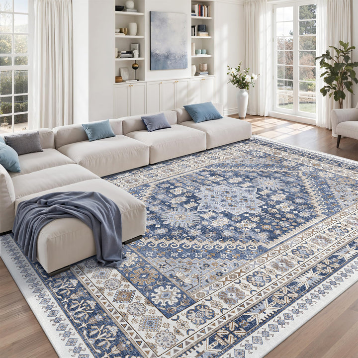 zesthome 8x10 Area Rugs for Living Room,Large Washable Rug,Blue
