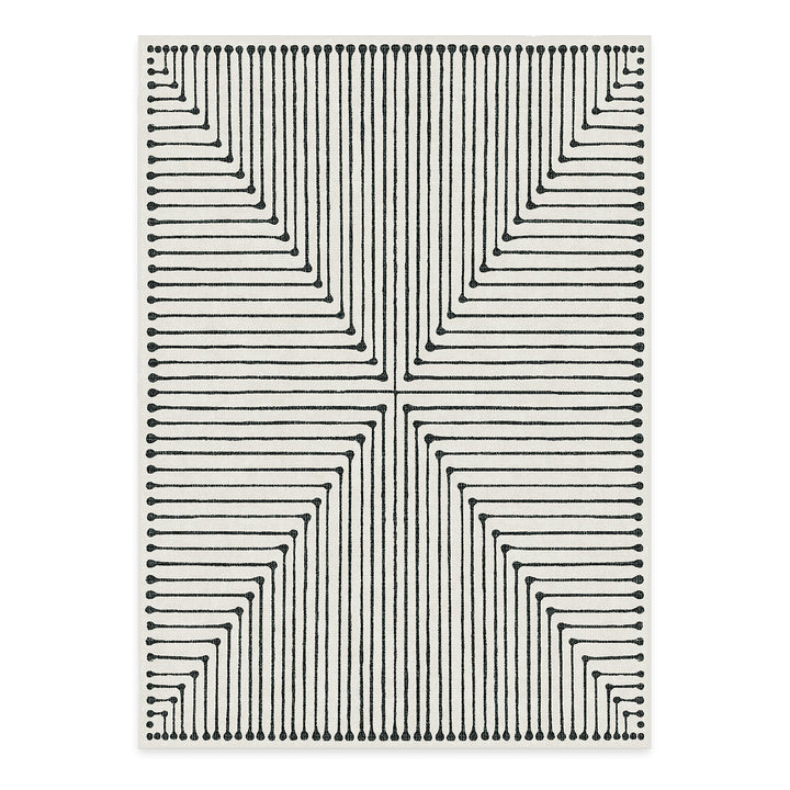 RUGGABLE x Jonathan Adler Washable Rug - Perfect Modern Area Rug for Living Room, Bedroom, Kitchen & Dorm Room - Stain & Water Resistant - Durable, Inkdrop Black/Ivory 5'x7' (Cushioned Pad) 