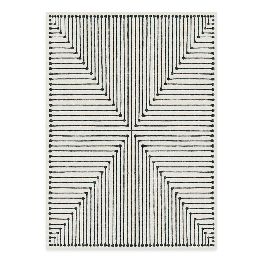 RUGGABLE x Jonathan Adler Washable Rug - Perfect Modern Area Rug for Living Room, Bedroom, Kitchen & Dorm Room - Stain & Water Resistant - Durable, Inkdrop Black/Ivory 5'x7' (Cushioned Pad) 