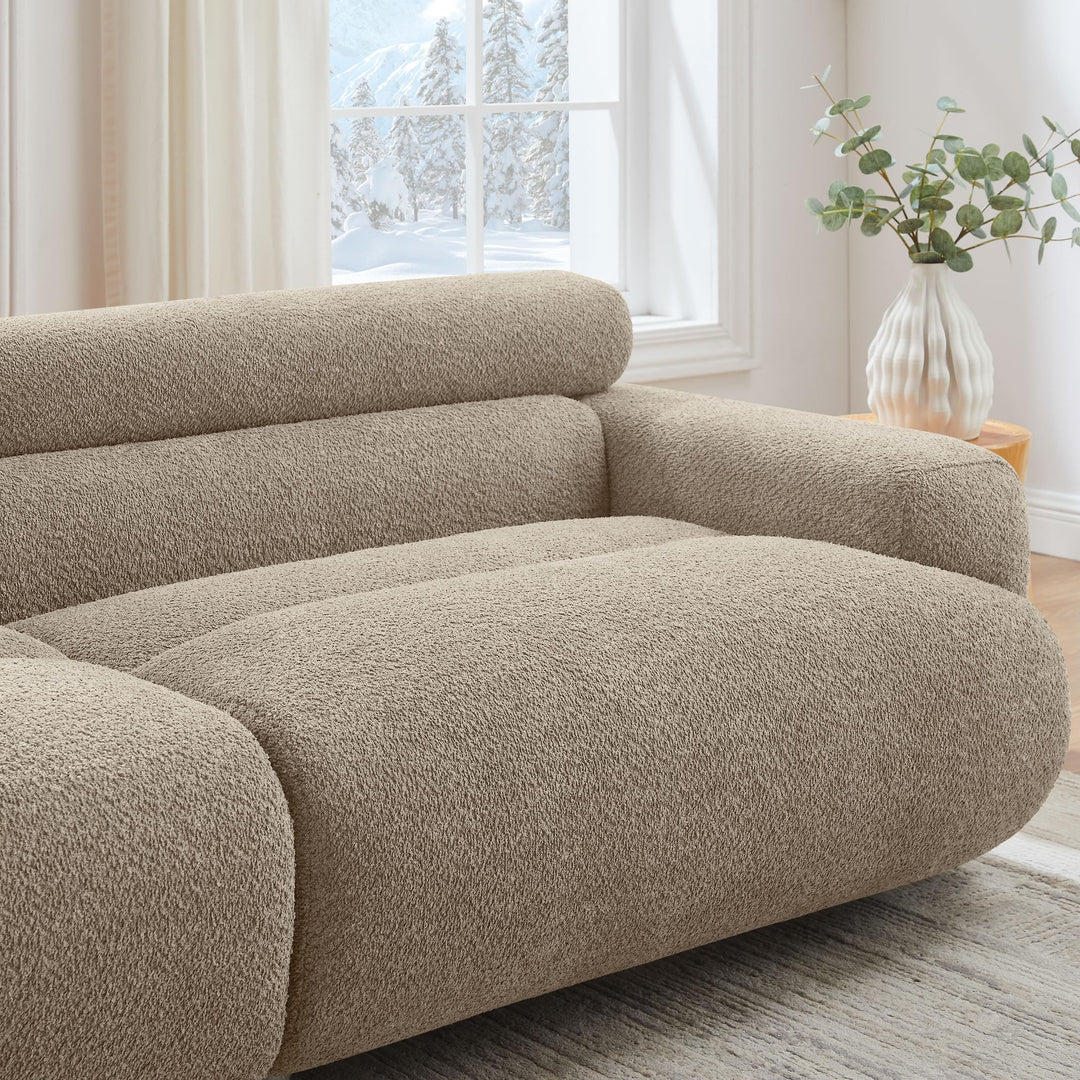 VANOMi 89" Boucle Cloud Loveseat Sofa Couch, Comfy Upholstered Deep Seat Boucle Sofa, Mid Century Modern Couch for Living Room Bedroom Apartment 