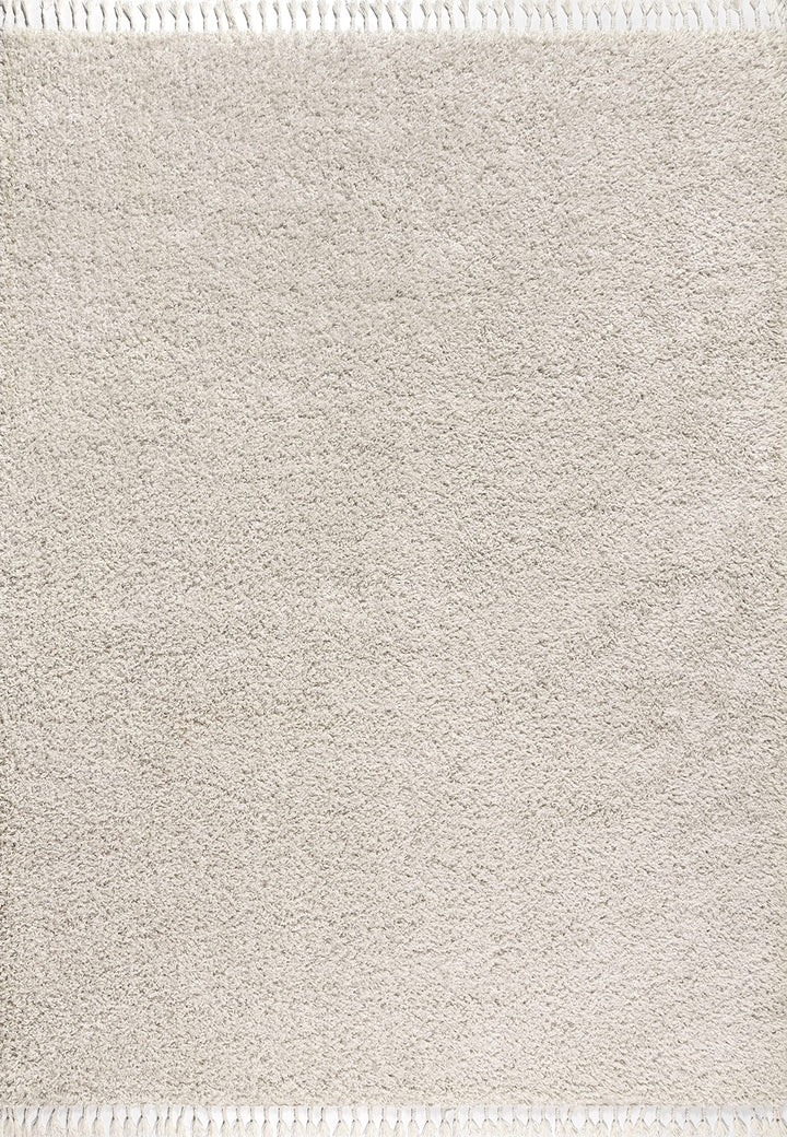 JONATHAN Y MCR100D-8 Mercer Shag Plush Tassel Indoor Area-Rug Bohemian Modern Contemporary Solid Easy-Cleaning Bedroom Kitchen Living Room, 8 X 10, Cream with Tassel 